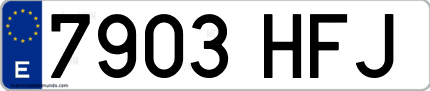 Ejemplo de matrícula de coche ordinaria 7903 HFJ