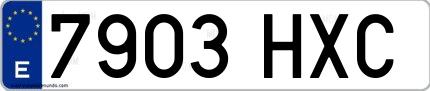 Ejemplo de matrícula de coche ordinaria 7903 HXC