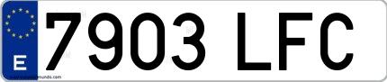 Ejemplo de matrícula española 7903 LFC