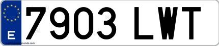 Ejemplo de matrícula española 7903 LWT