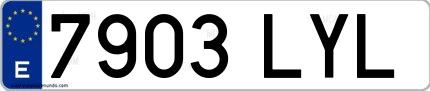 Ejemplo de matrícula española 7903 LYL