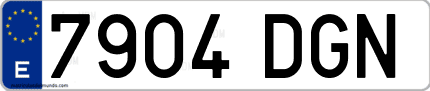 Ejemplo de matrícula de coche ordinaria 7904 DGN