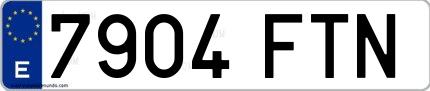 Ejemplo de matrícula española 7904 FTN