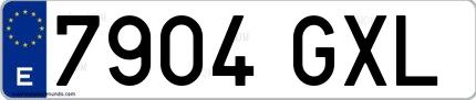 Ejemplo de matrícula española 7904 GXL