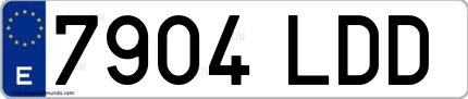 Ejemplo de matrícula española 7904 LDD