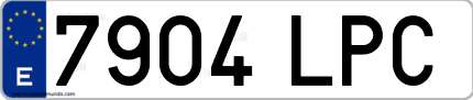 Ejemplo de matrícula de coche ordinaria 7904 LPC