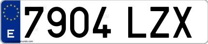 Ejemplo de matrícula española 7904 LZX