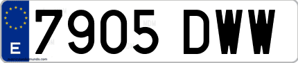 Ejemplo de matrícula de coche ordinaria 7905 DWW