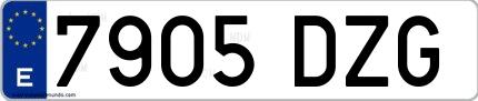 Ejemplo de matrícula española 7905 DZG