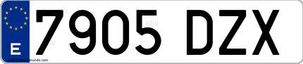 Ejemplo de matrícula española 7905 DZX