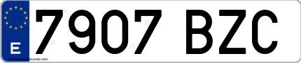 Ejemplo de matrícula española 7907 BZC