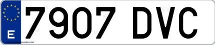 Ejemplo de matrícula española 7907 DVC