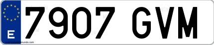 Ejemplo de matrícula española 7907 GVM
