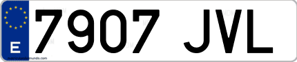 Ejemplo de matrícula de coche ordinaria 7907 JVL