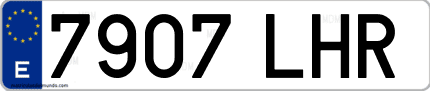 Ejemplo de matrícula de coche ordinaria 7907 LHR