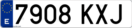 Ejemplo de matrícula de coche ordinaria 7908 KXJ
