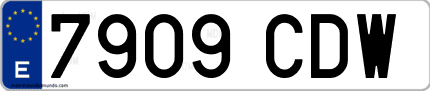Ejemplo de matrícula de coche ordinaria 7909 CDW