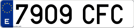 Ejemplo de matrícula de coche ordinaria 7909 CFC