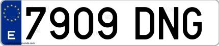 Ejemplo de matrícula española 7909 DNG