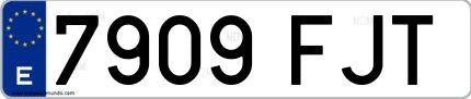 Ejemplo de matrícula española 7909 FJT