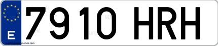 Ejemplo de matrícula española 7910 HRH