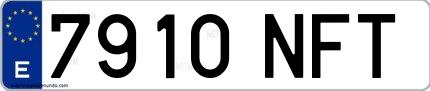 Ejemplo de matrícula española 7910 NFT