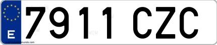 Ejemplo de matrícula española 7911 CZC