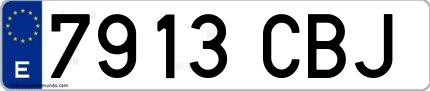 Ejemplo de matrícula española 7913 CBJ