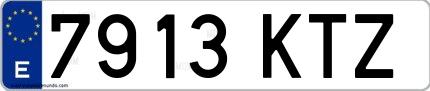 Ejemplo de matrícula española 7913 KTZ
