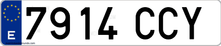 Ejemplo de matrícula de coche ordinaria 7914 CCY