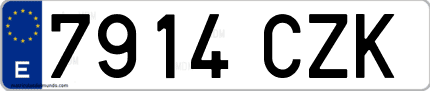 Ejemplo de matrícula de coche ordinaria 7914 CZK