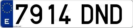 Ejemplo de matrícula española 7914 DND