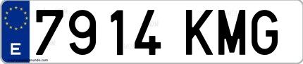 Ejemplo de matrícula española 7914 KMG