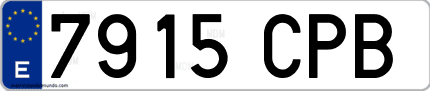 Ejemplo de matrícula de coche ordinaria 7915 CPB