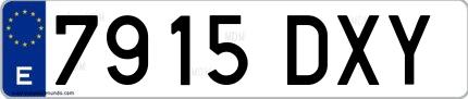Ejemplo de matrícula española 7915 DXY