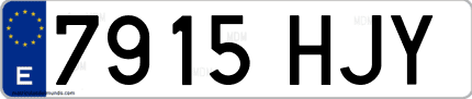 Ejemplo de matrícula de coche ordinaria 7915 HJY