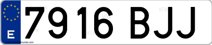 Ejemplo de matrícula de coche ordinaria 7916 BJJ