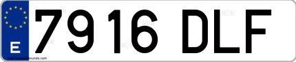 Ejemplo de matrícula de coche ordinaria 7916 DLF