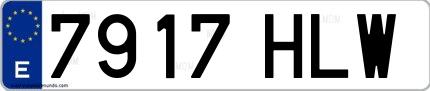 Ejemplo de matrícula española 7917 HLW