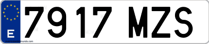 Ejemplo de matrícula de coche ordinaria 7917 MZS