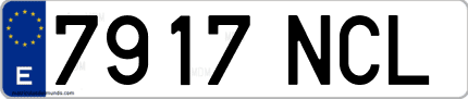 Ejemplo de matrícula de coche ordinaria 7917 NCL