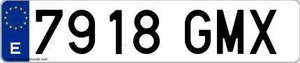 Ejemplo de matrícula de coche ordinaria 7918 GMX