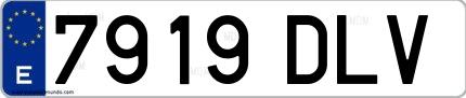 Ejemplo de matrícula española 7919 DLV