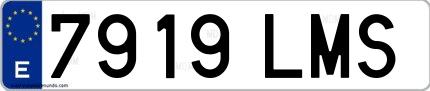 Ejemplo de matrícula española 7919 LMS