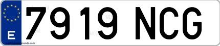 Ejemplo de matrícula española 7919 NCG