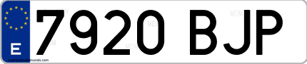 Ejemplo de matrícula de coche ordinaria 7920 BJP