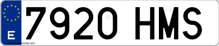 Ejemplo de matrícula española 7920 HMS