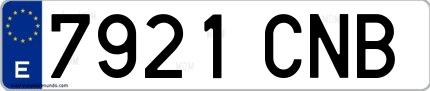 Ejemplo de matrícula española 7921 CNB