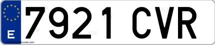 Ejemplo de matrícula española 7921 CVR