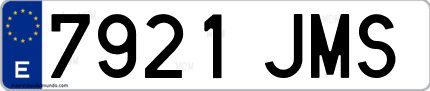Ejemplo de matrícula de coche ordinaria 7921 JMS